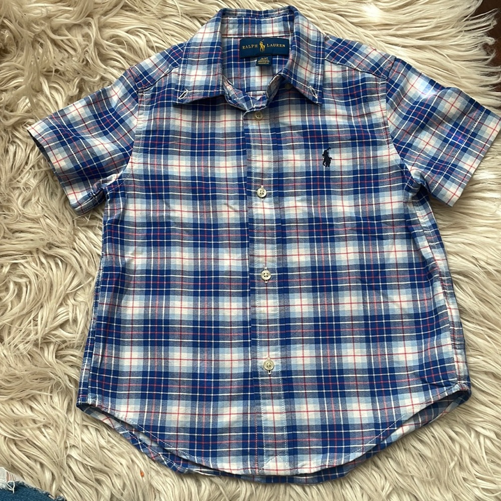 Polo Ralph Lauren plaid boys button down short sleeve shirt 3T ❤💙